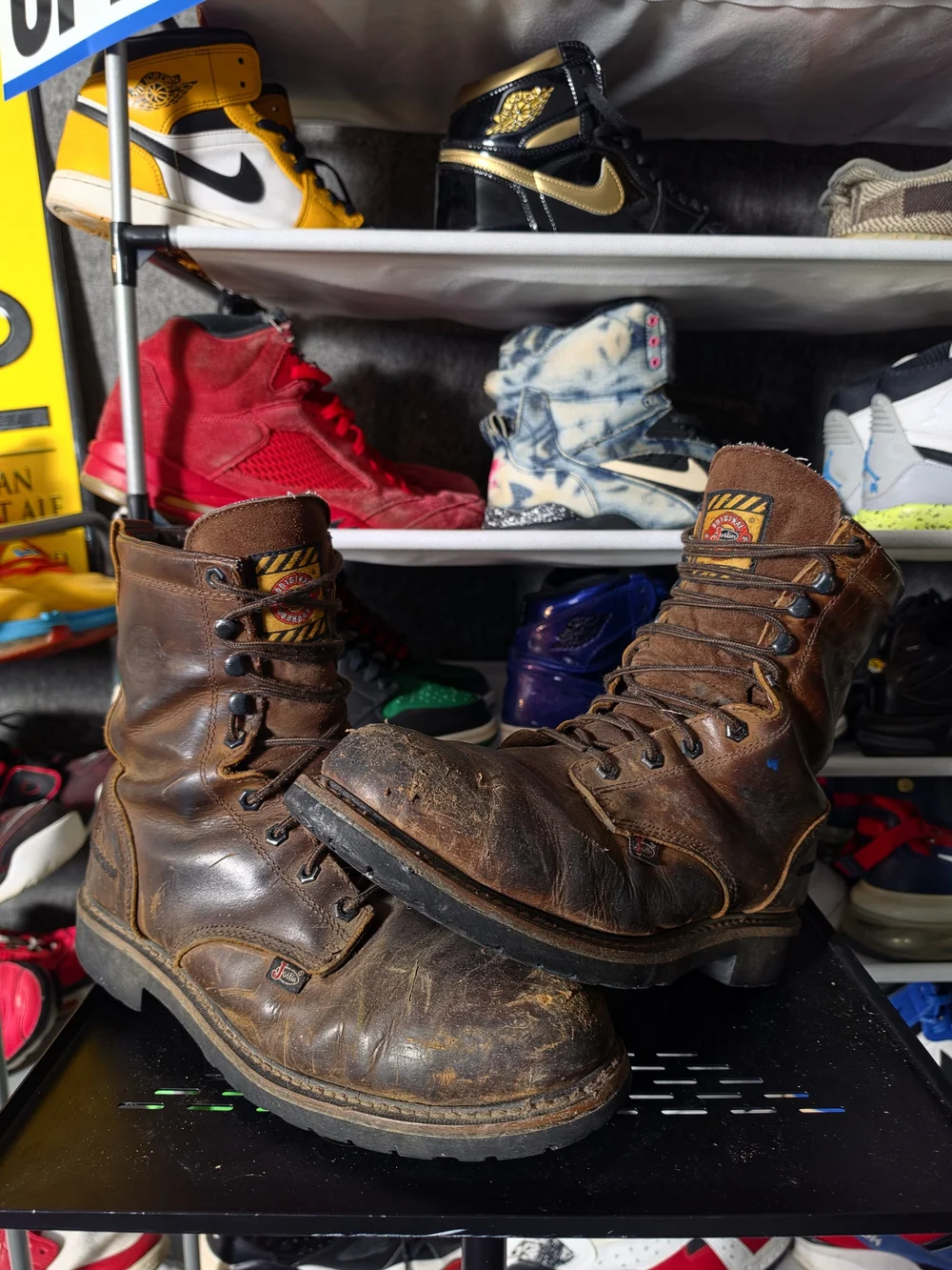 🔥 Justin Boots Brown Leather Lace-Up Work Boots Men Size 10 EE
